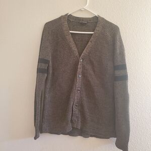 Express Moss and Black Men's Long Sleeve Cardigan Sweater